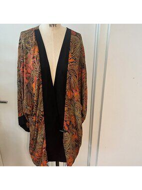 Vintage GEMINI II Kimono Style Floral Lagenlook Jacket Size 18